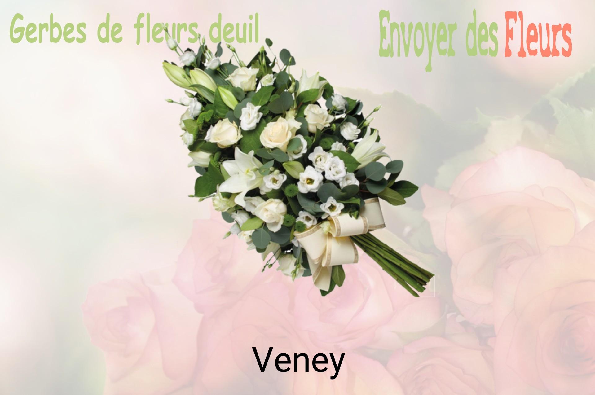 Gerbe de fleurs de deuil livrée à Veney